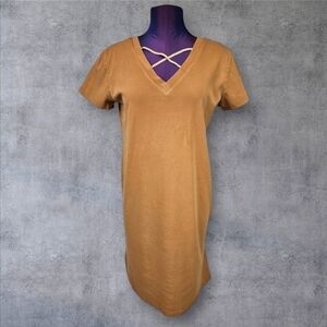 Unbranded Golden Mustard Short Sleeve Tee-Shirt Dress‎ Size Large Women's